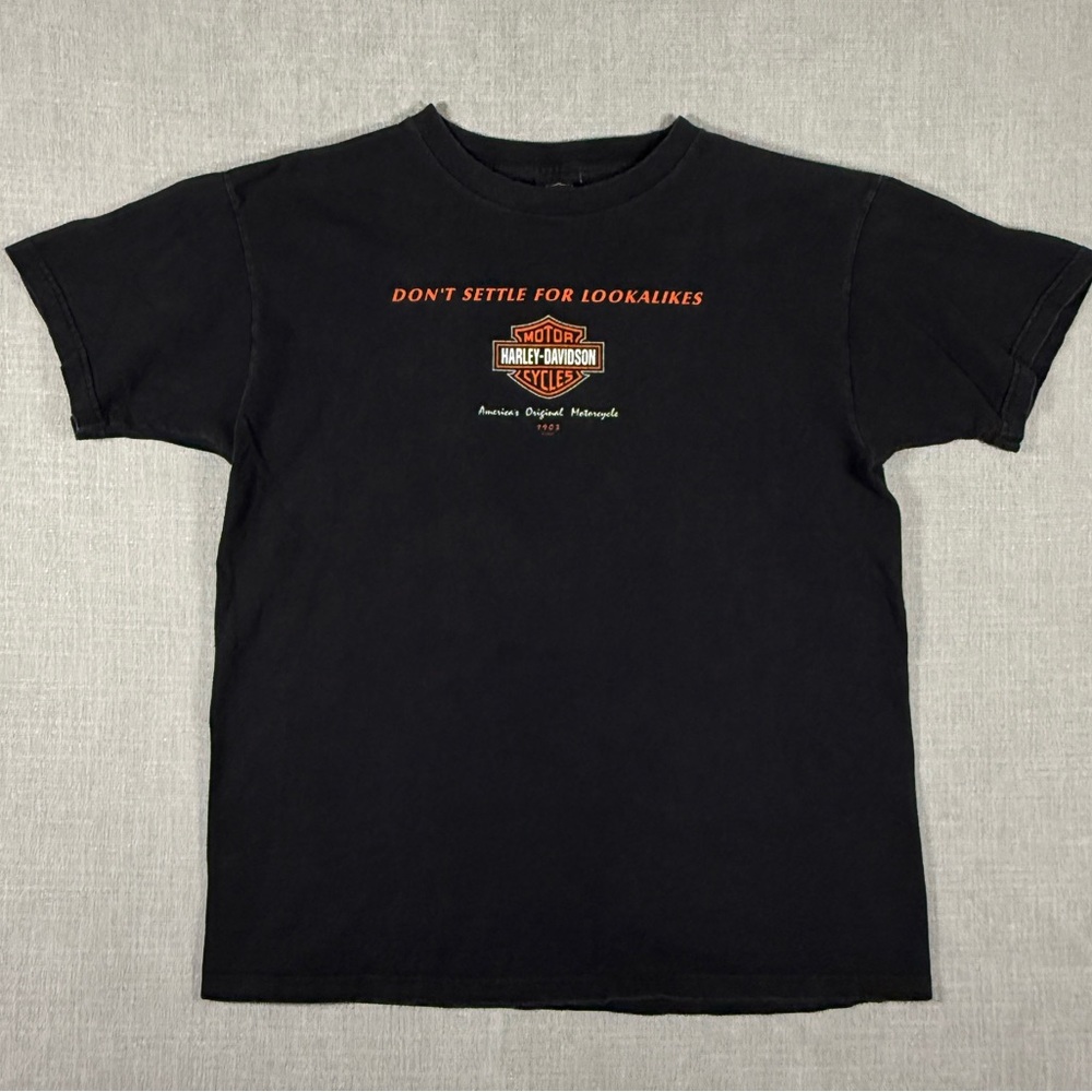 Harley-Davidson Tee Don’t Settle for Lookalikes | XL | Bud’s Evansville Back Hit